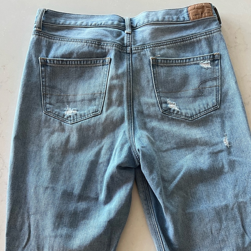 American Eagle Distressed Light Wash Mom Jeans
